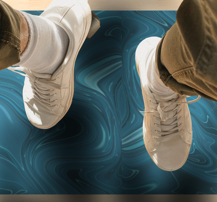 Tapis vinyle marbre teintes océaniques tourbillonnantes - TenStickers