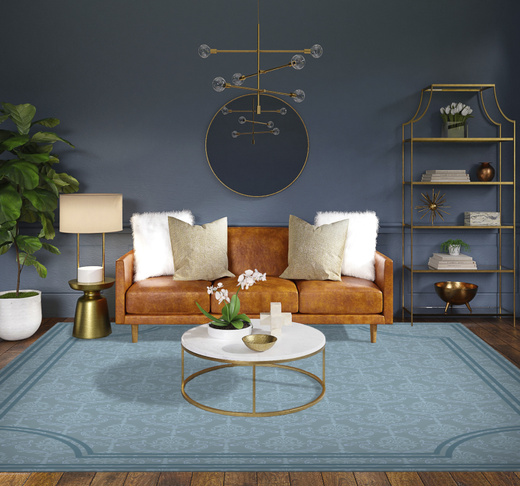 Tapis vinyle salle a manger baroque bleu doux - TenStickers