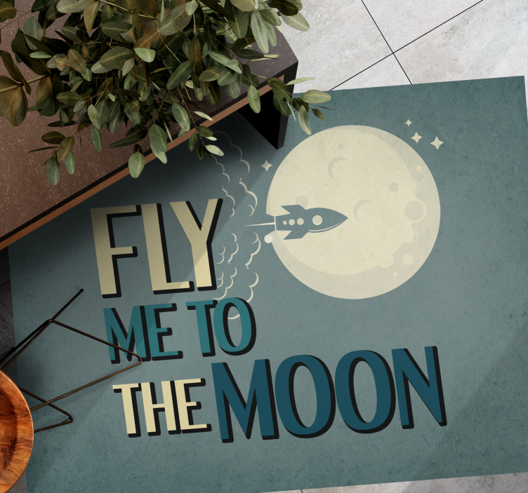 Tapis vinyle minimaliste fusée vers la lune - TenStickers