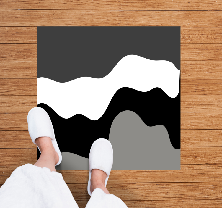Tapis vinyle minimaliste motifs contrastés ondulés - TenStickers