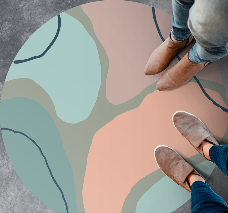 Tapis vinyle minimaliste rond motif abstrait - TenStickers