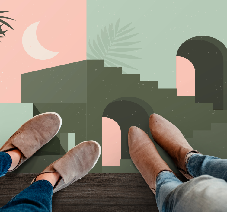 Tapis vinyle minimaliste paysage abstrait épuré - TenStickers