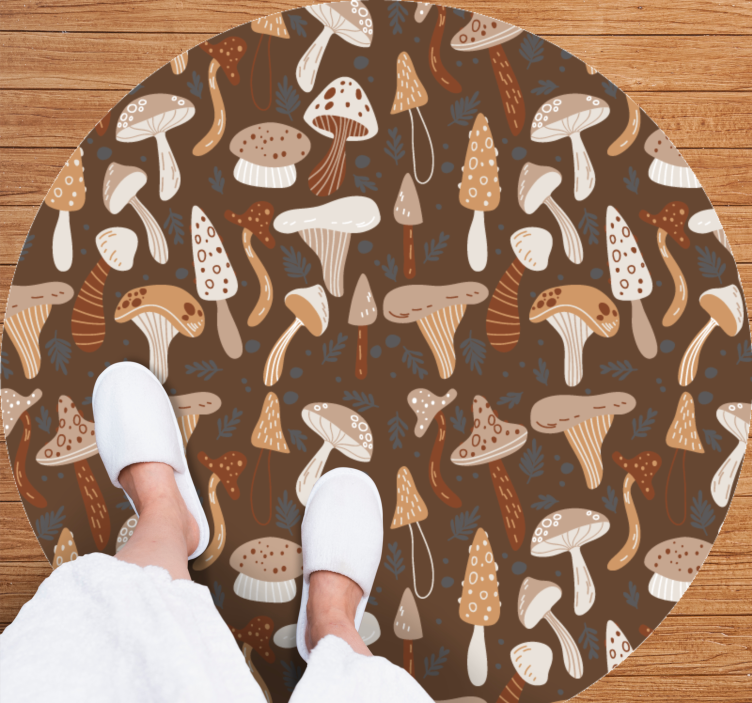 Tapis vinyle rond collection de champignons - TenStickers