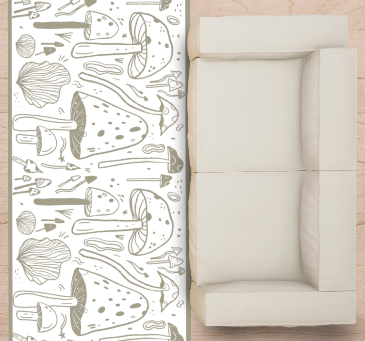 Tapis vinyle fleurs et plantes croquis de champignons - TenStickers