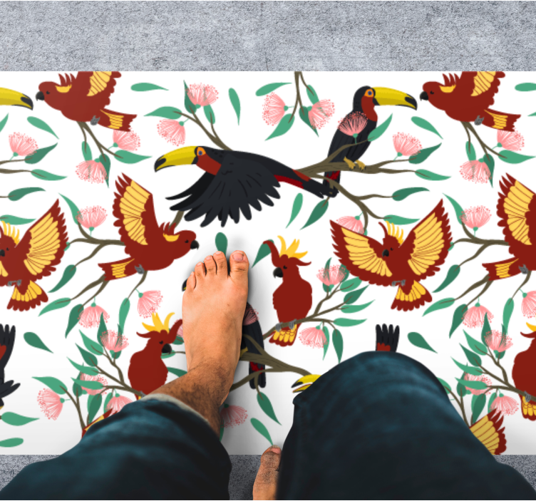 Tapis vinyle nature délice des oiseaux tropicaux - TenStickers