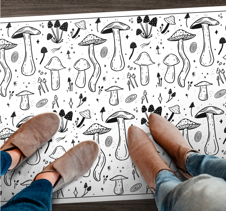 Tapis vinyle nature fantaisie aux champignons - TenStickers