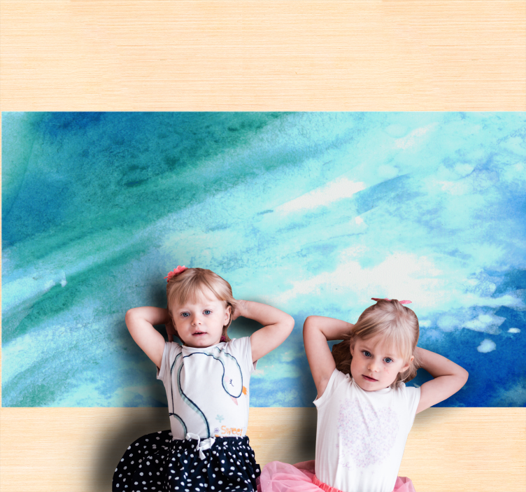 Tapis vinyle textures flux abstrait aqua - TenStickers