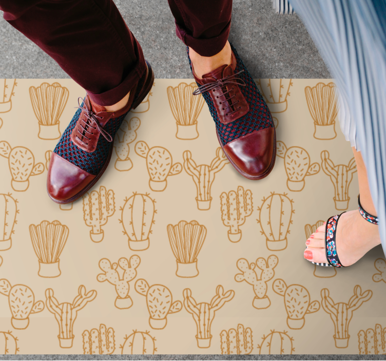 Tapis vinyle fleurs et plantes illustration de cactus - TenStickers