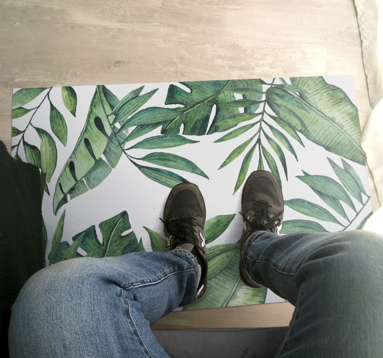 Tapis vinyle nature motif de feuilles luxuriantes - TenStickers