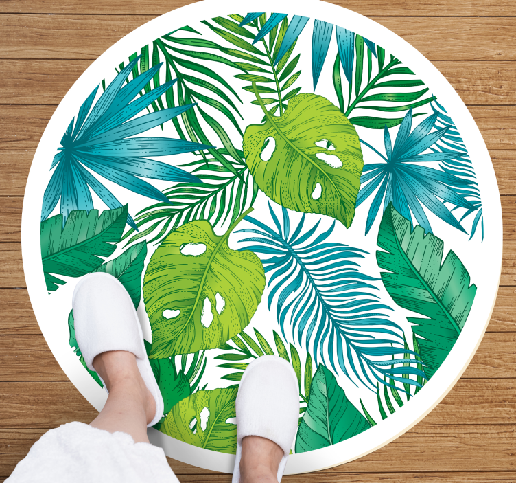 Tapis vinyle nature motifs de feuilles tropicales - TenStickers