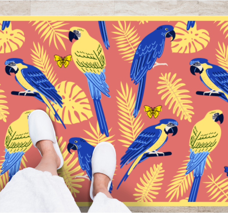 Tapis vinyle nature motifs de perroquets tropicaux - TenStickers