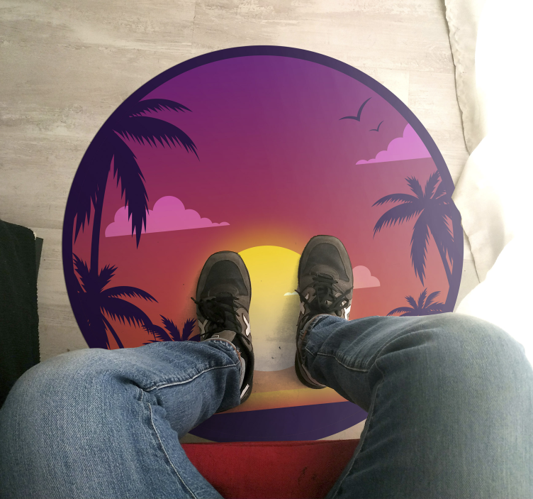 Tapis vinyle nature paysage de coucher de soleil tropical - TenStickers