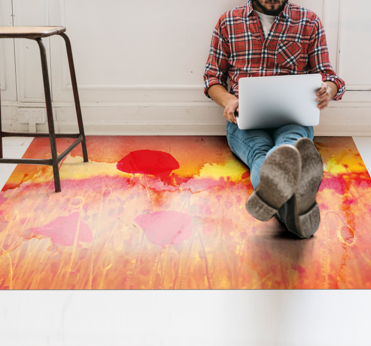 Tapis vinyle nature prairie abstraite - TenStickers
