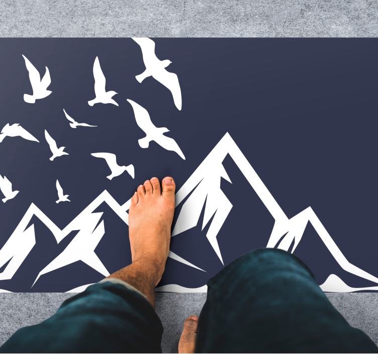 Tapis vinyle nature silhouette d'oiseaux de montagne - TenStickers