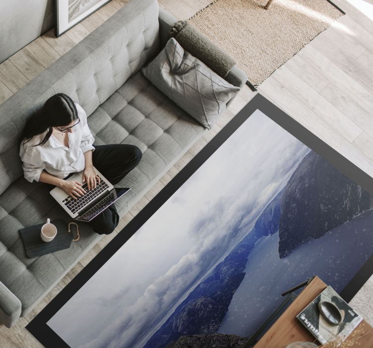 Tapis vinyle nature vue aérienne du fjord - TenStickers