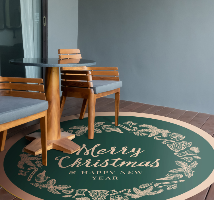 Tapis vinyle noël cercle de salutations festives - TenStickers