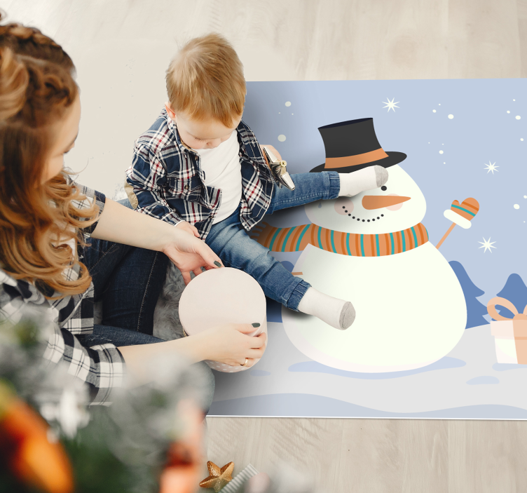 Tapis vinyle noël fête du bonhomme de neige - TenStickers