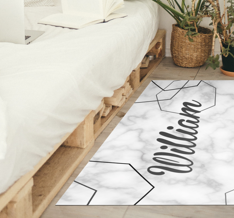 Tapis vinyle chambre nom personnalisé en marbre - TenStickers