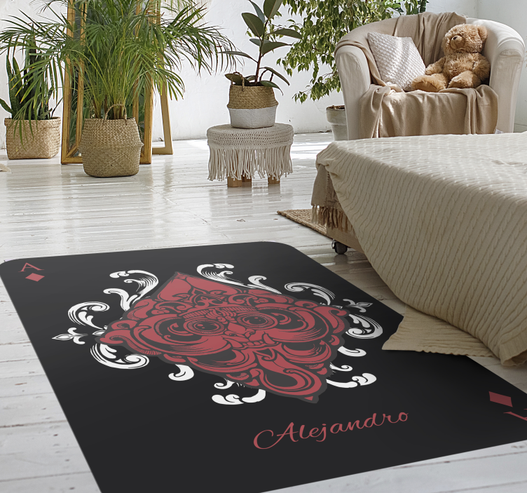Tapis vinyle chambre carte à jouer avec nom - TenStickers