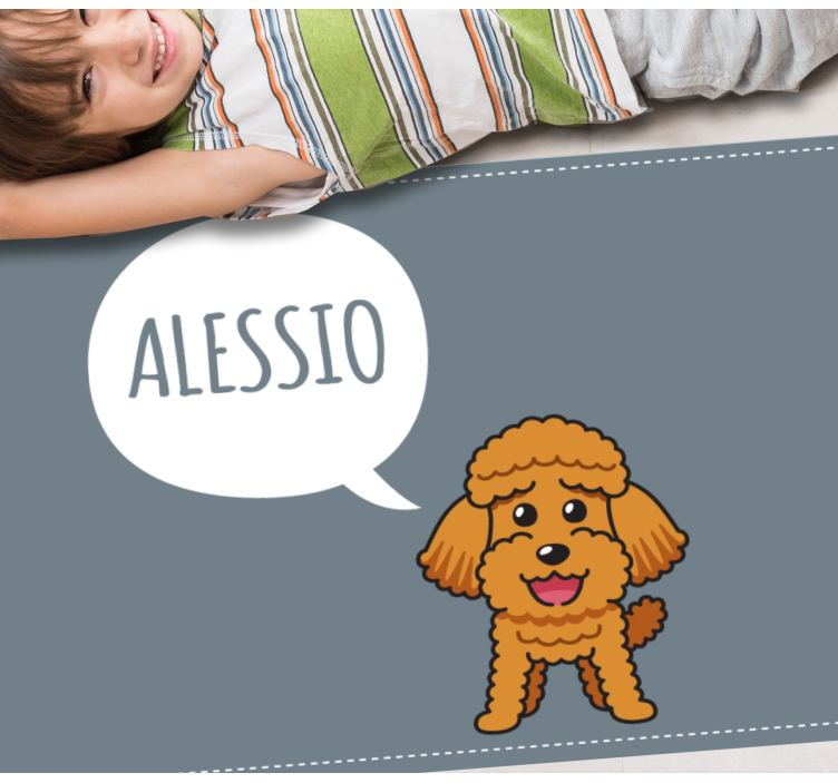 Tapis vinyle personnalisé chiot caniche heureux - TenStickers