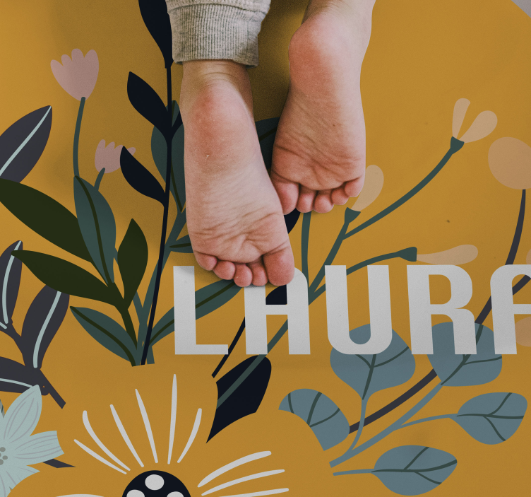 Tapis vinyle personnalisé insigne floral personnalisé - TenStickers