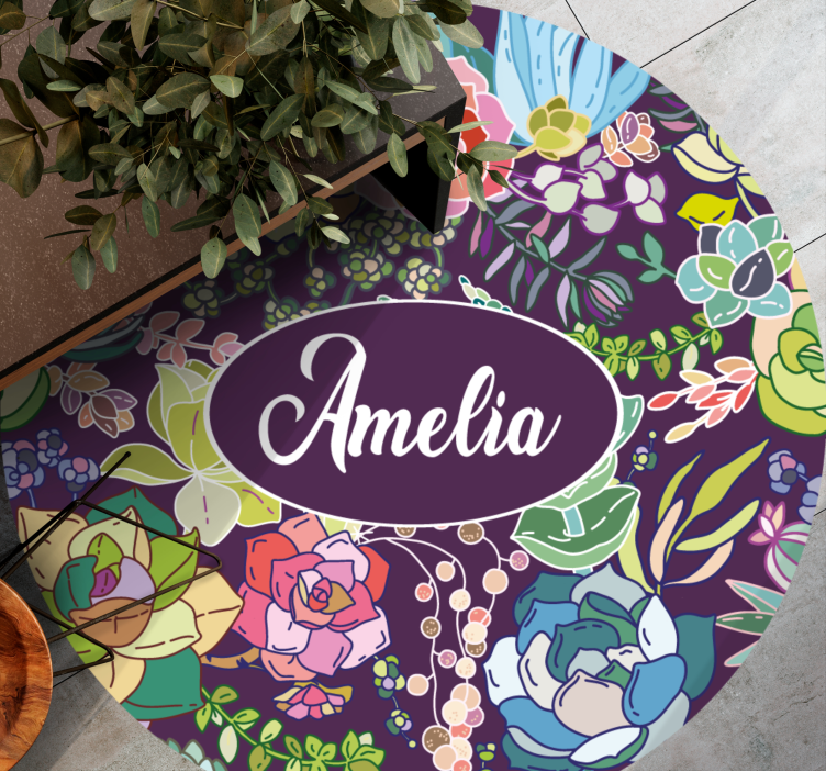 Tapis vinyle chambre motif floral personnalisé - TenStickers