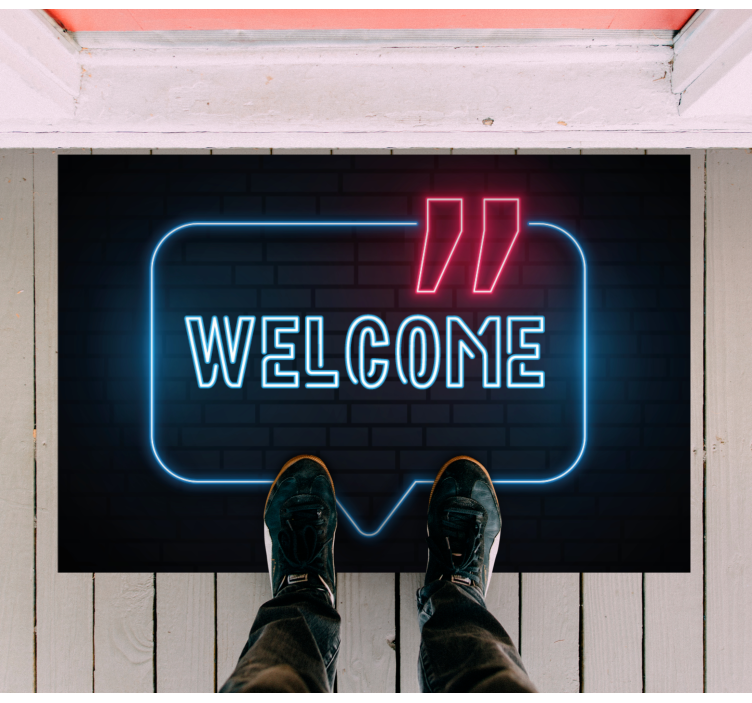 Tapis vinyle entrée enseigne bleu néon - TenStickers