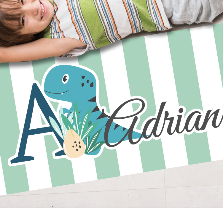 Tapis vinyle chambre bébé rex avec initiale et nom - TenStickers