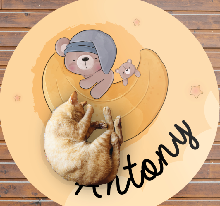 Tapis vinyle personnalisé ours endormi avec nom - TenStickers