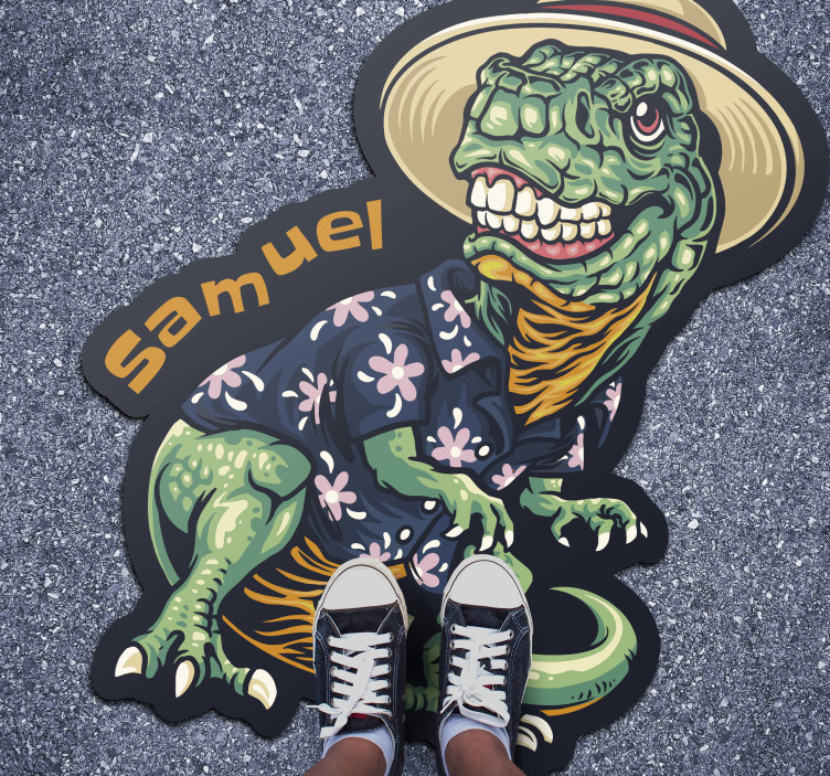 Tapis vinyle personnalisé tenue de vacances dinosaure - TenStickers