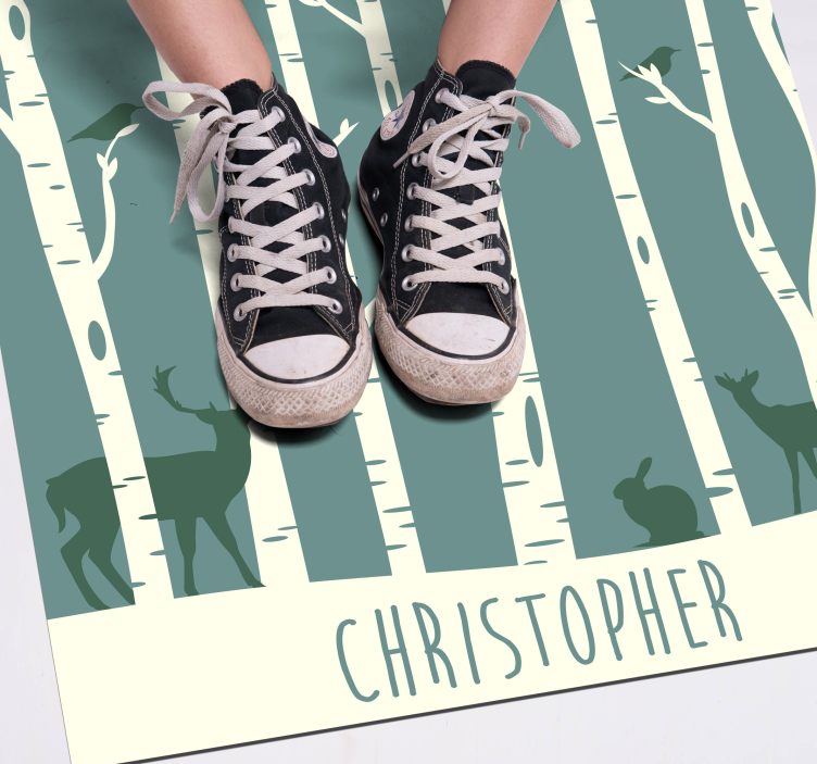 Tapis vinyle personnalisé thème des amis de la forêt - TenStickers