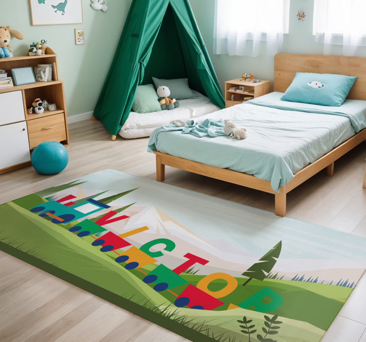 Merveilleux tapis vinyle personnalisé train bébés - TenStickers