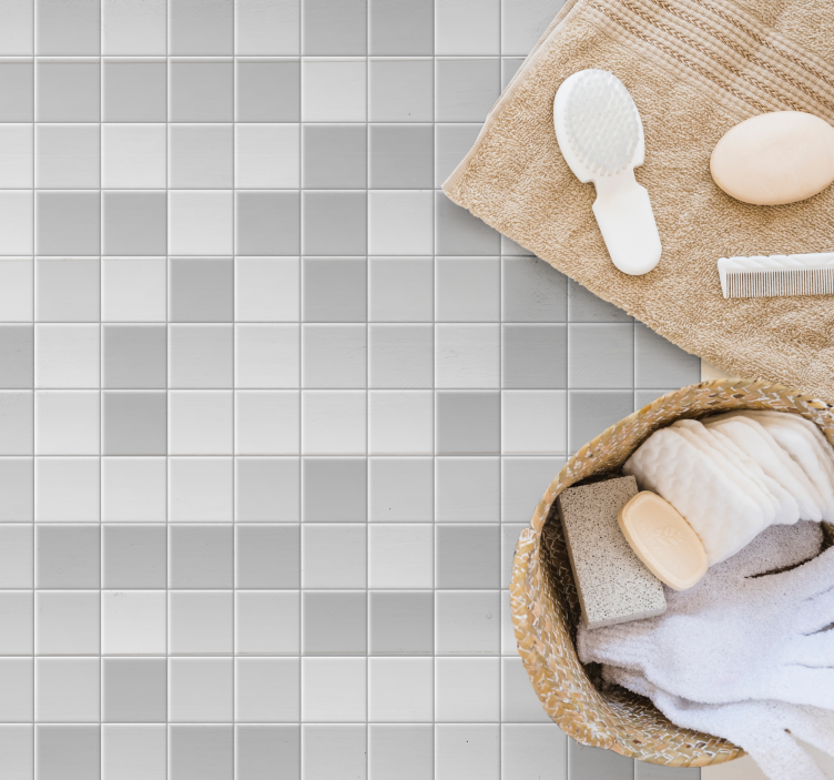 Tapis vinyle salle de bain mosaïque grise élégante - TenStickers