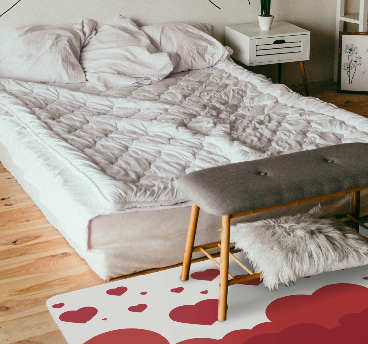 Tapis vinyle chambre motif cœur rouge et nuage - TenStickers