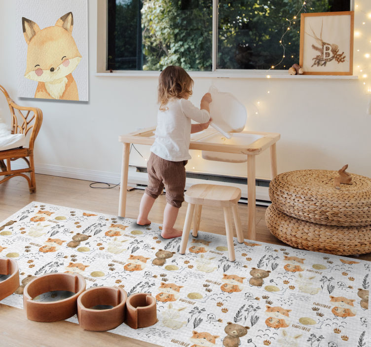 Tapis vinyle pour enfants amis animaux heureux - TenStickers