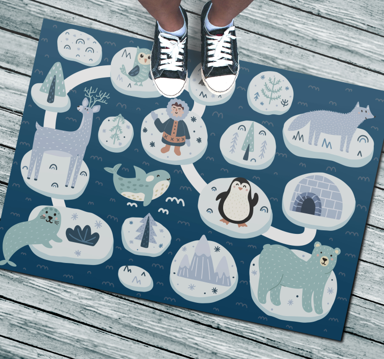 Tapis vinyle pour enfants aventure arctique - TenStickers