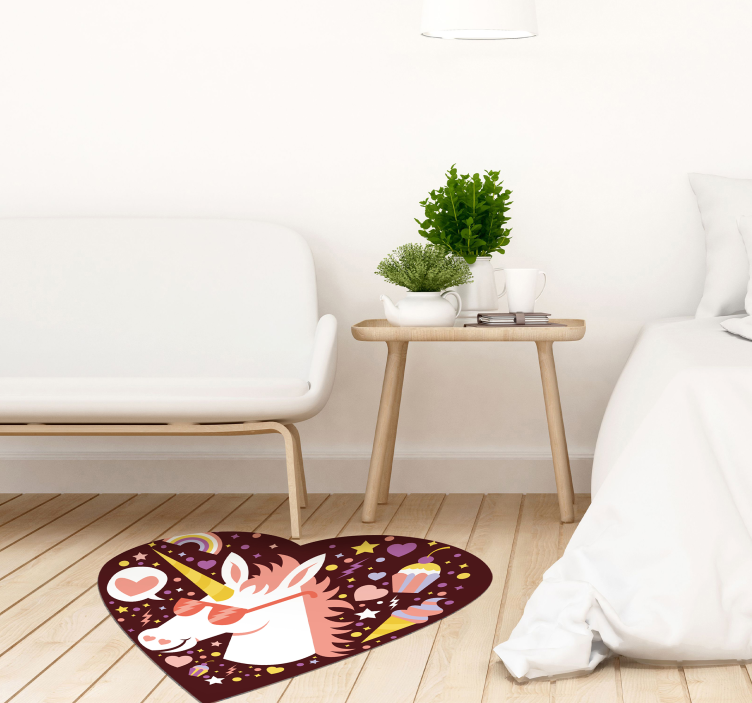Tapis vinyle pour enfants cœur de licorne - TenStickers