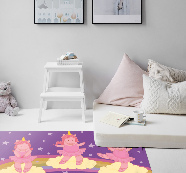 Tapis vinyle pour enfants danse fantastique de licornes - TenStickers