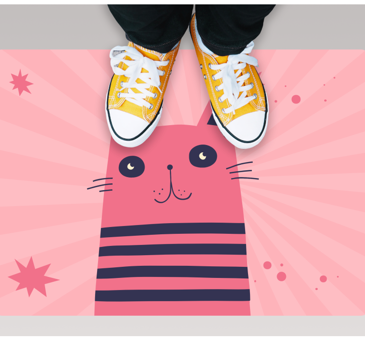 Tapis vinyle pour enfants illustration de chat rose - TenStickers