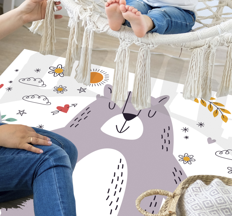 Tapis vinyle pour enfants illustration d'ours fantaisiste - TenStickers
