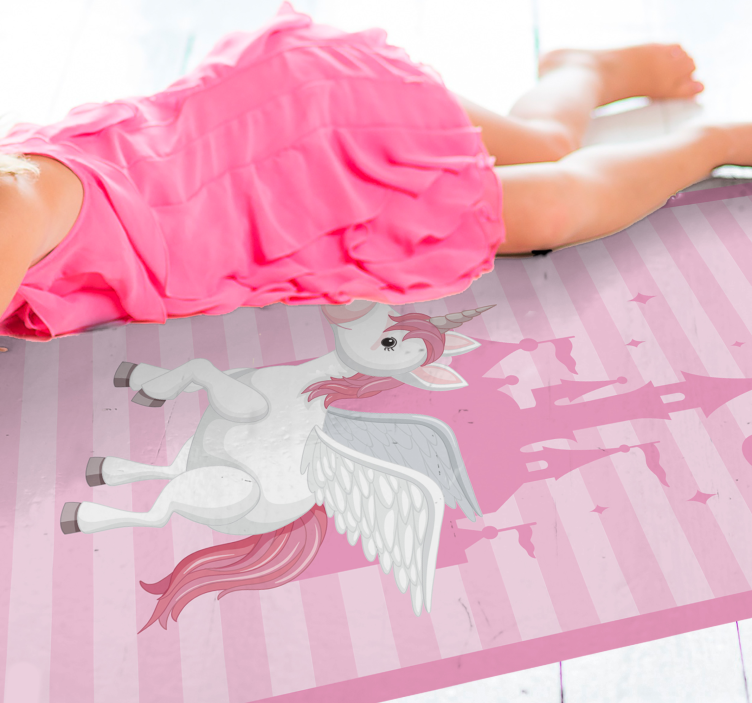 Tapis vinyle pour enfants images du château de licorne - TenStickers