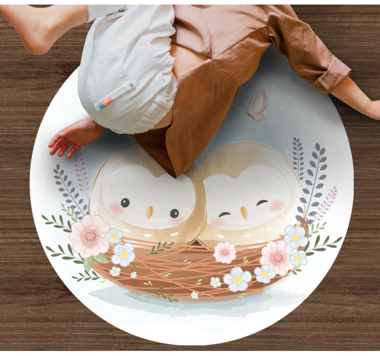 Tapis vinyle chambre couple de nids de hiboux - TenStickers