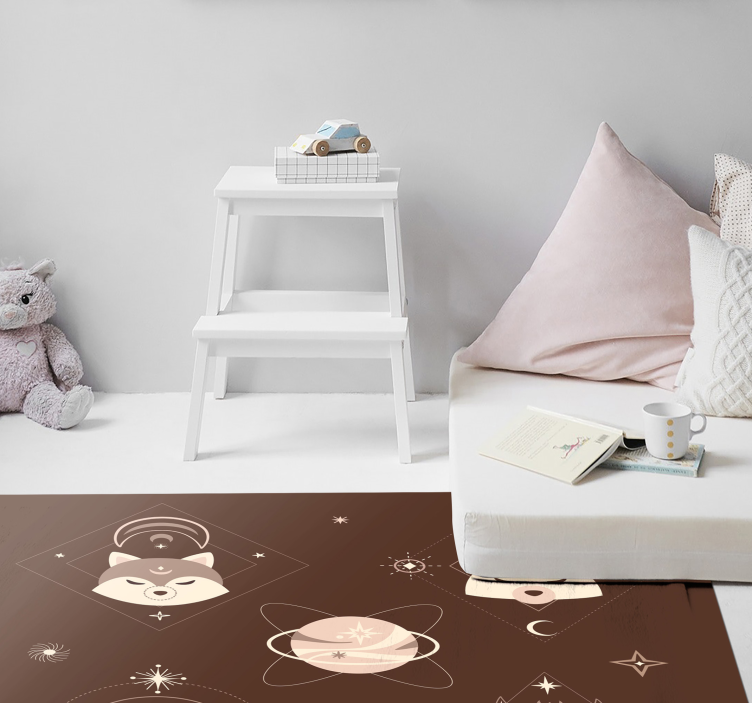 Tapis vinyle pour enfants aventure des animaux de l'espace - TenStickers