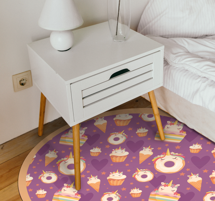 Tapis vinyle pour enfants licorne traite ronde - TenStickers