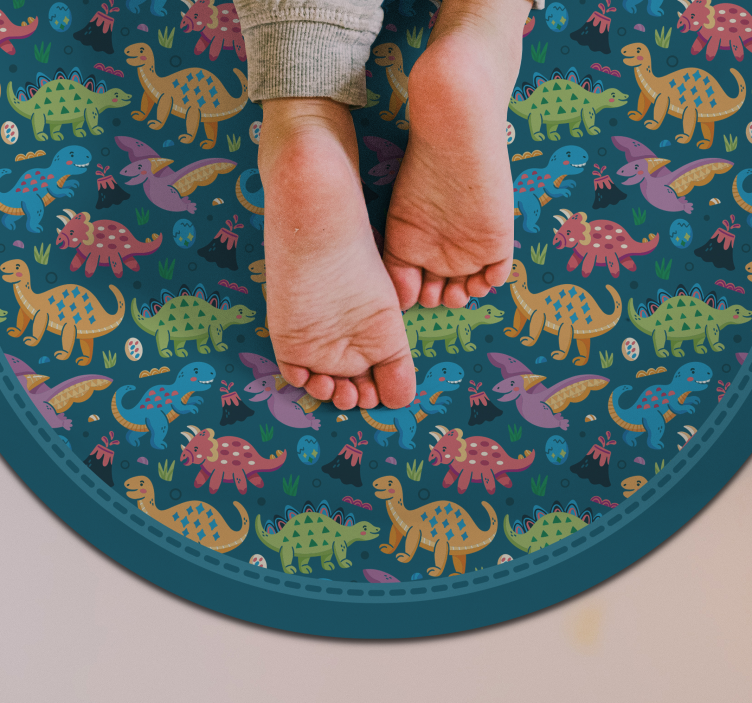 Tapis vinyle pour enfants motif circulaire de dinosaure - TenStickers