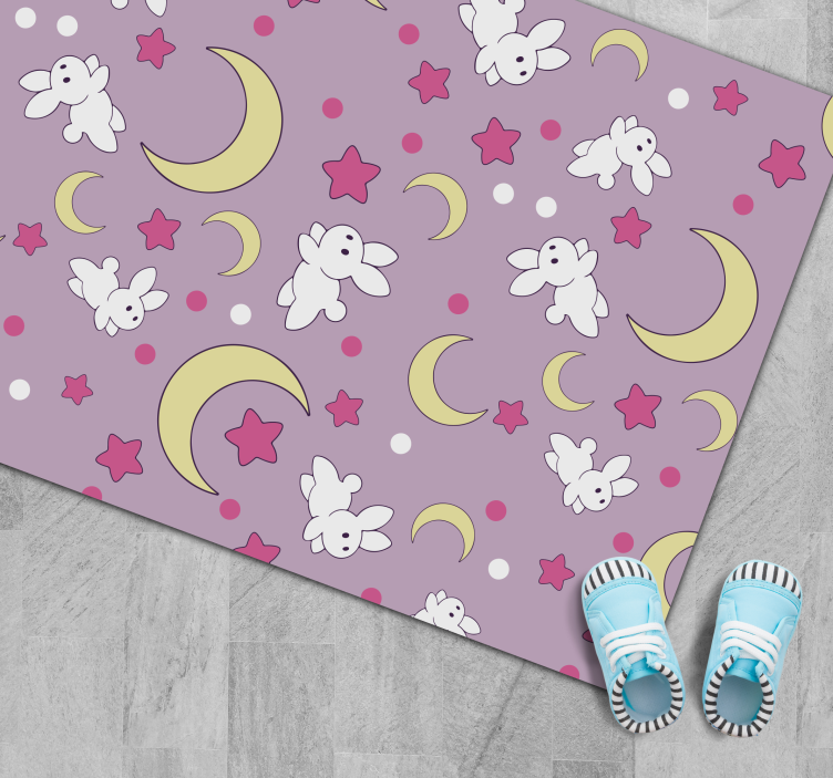 Tapis vinyle pour enfants motif de lapin nocturne - TenStickers