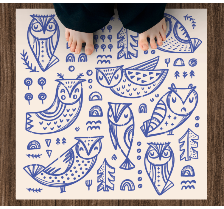 Tapis vinyle pour enfants motifs de hibou fantaisistes - TenStickers