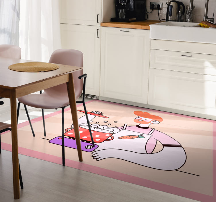 Tapis vinyle cuisine homme roux en train de cuisiner - TenStickers