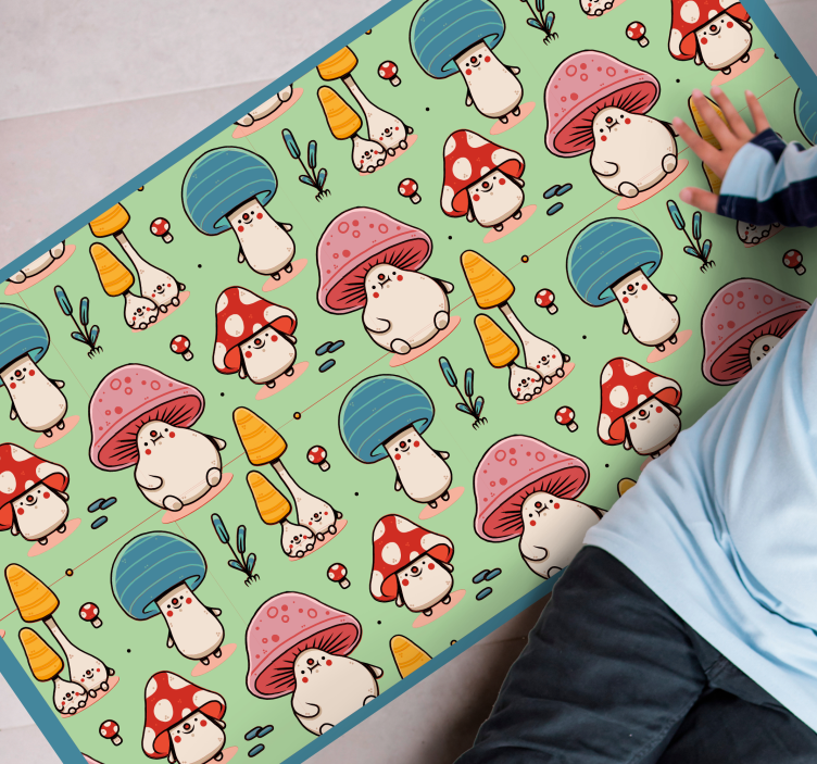 Tapis vinyle pour enfants personnages mignons de champignons - TenStickers