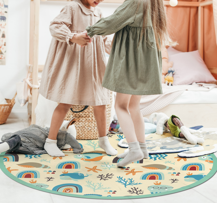 Tapis vinyle pour enfants récréation de la vie marine - TenStickers